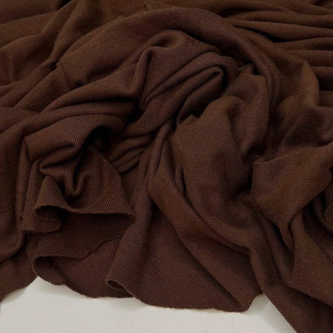 Moving To The Beach - Rib Knit Cotton Knit - Brown - 0.85M Bundle - True Deadstock fabric Fabric by private - Sustainable Textile | FABCYCLE