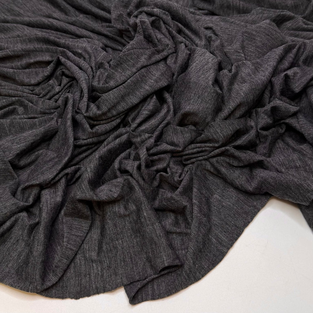Much Needed Rain - Merino Wool Blend Jersey Knit - Dark Grey Heathered - 2.4M Bundle - True Deadstock fabric Fabric by private - Sustainable Textile | FABCYCLE
