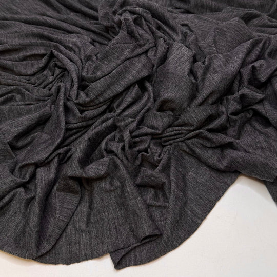 Much Needed Rain - Merino Wool Blend Jersey Knit - Dark Grey Heathered - 2.4M Bundle - True Deadstock fabric Fabric by private - Sustainable Textile | FABCYCLE