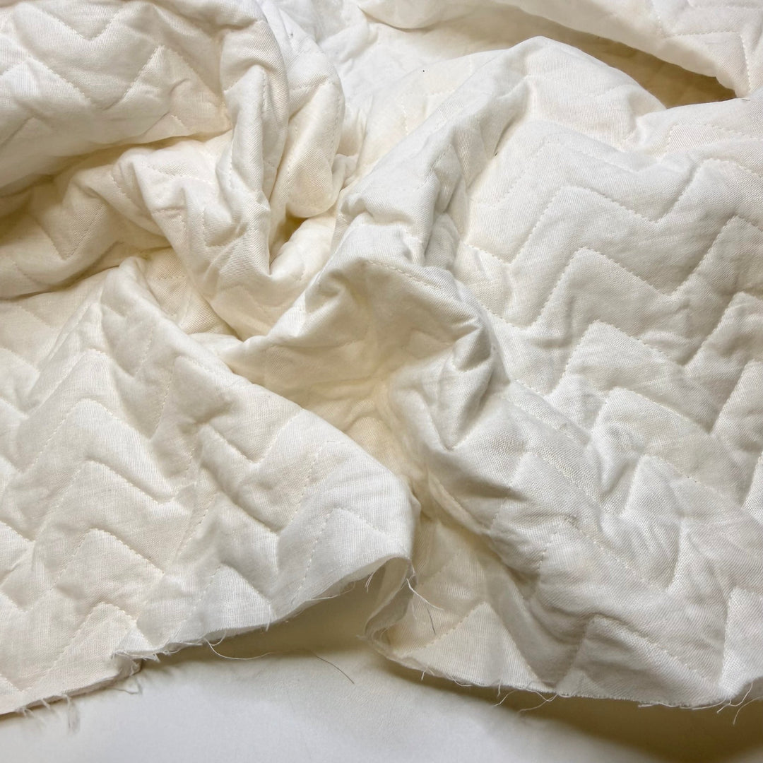 Mulled Wine - Quilted Top Polyester Blend Woven - White Geometric - 3M Bundle - True Deadstock fabric Fabric by private - Sustainable Textile | FABCYCLE