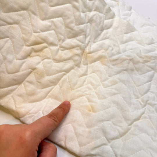 Mulled Wine - Quilted Top Polyester Blend Woven - White Geometric - 3M Bundle - True Deadstock fabric Fabric by private - Sustainable Textile | FABCYCLE