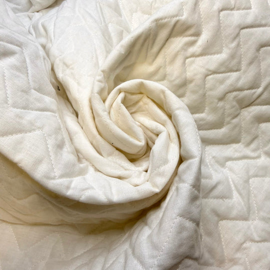 Mulled Wine - Quilted Top Polyester Blend Woven - White Geometric - 3M Bundle - True Deadstock fabric Fabric by private - Sustainable Textile | FABCYCLE