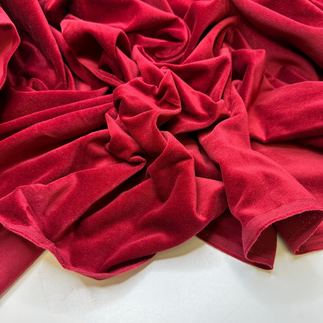 Mulled Wine Scented - Velvet Cotton Woven - Dark Red - 1.1M Bundle - True Deadstock fabric Fabric by private - Sustainable Textile | FABCYCLE