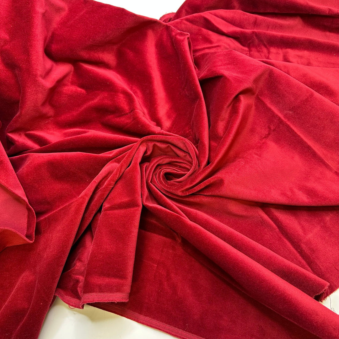 Mulled Wine Scented - Velvet Cotton Woven - Dark Red - 1.1M Bundle - True Deadstock fabric Fabric by private - Sustainable Textile | FABCYCLE