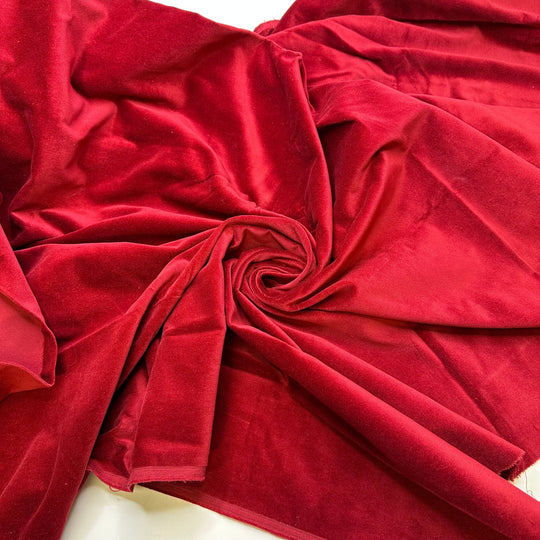 Mulled Wine Scented - Velvet Cotton Woven - Dark Red - 1.1M Bundle - True Deadstock fabric Fabric by private - Sustainable Textile | FABCYCLE