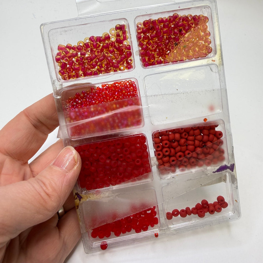Multi Type Beads - Red - 200 Pack - True Deadstock supplies Fabric by private - Sustainable Textile | FABCYCLE