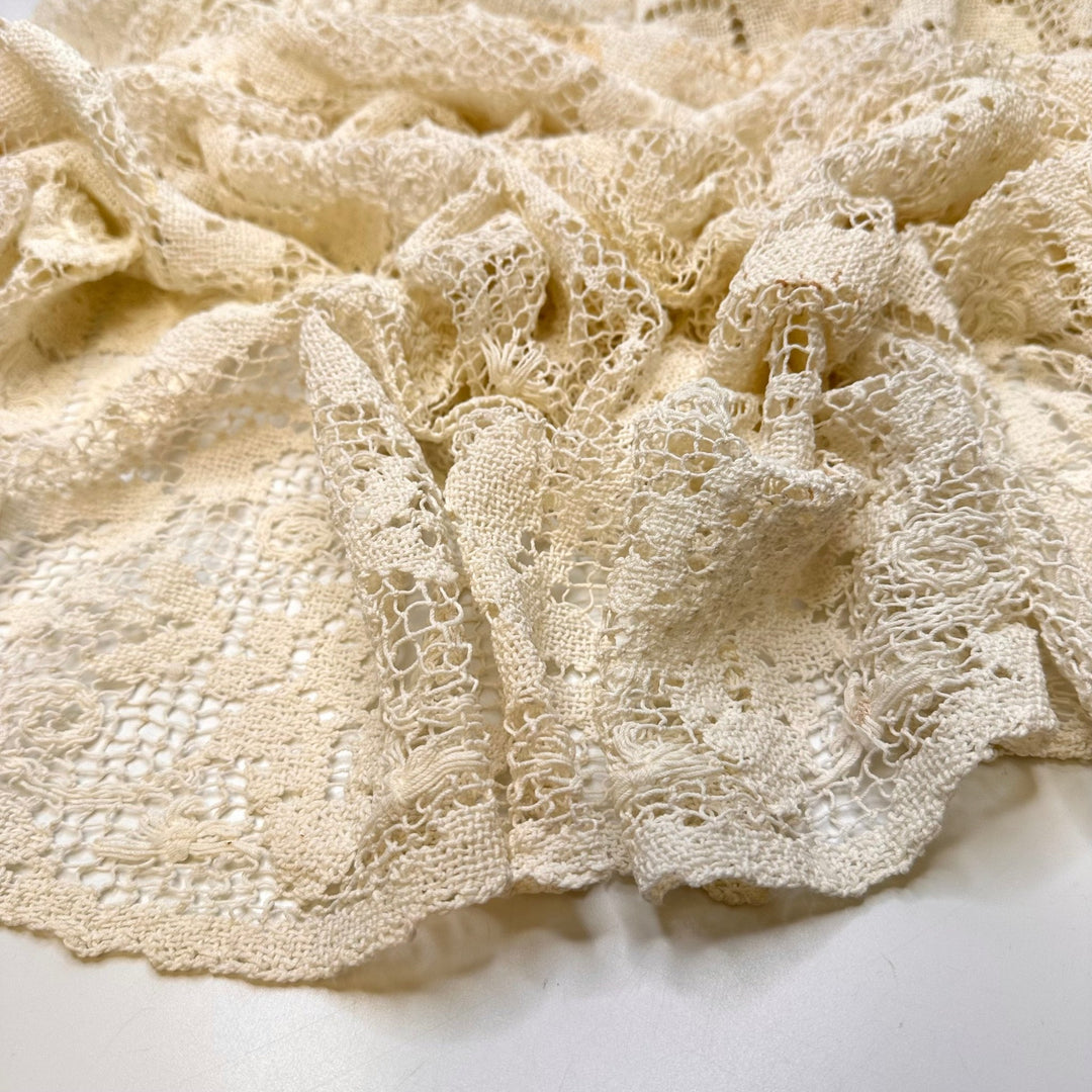 Multigenerational Meeting - Lace Cotton Blend Knit - Cream Floral - 1.25M Bundle - True Deadstock fabric Fabric by private - Sustainable Textile | FABCYCLE