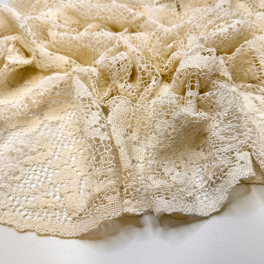 Multigenerational Meeting - Lace Cotton Blend Knit - Cream Floral - 1.25M Bundle - True Deadstock fabric Fabric by private - Sustainable Textile | FABCYCLE