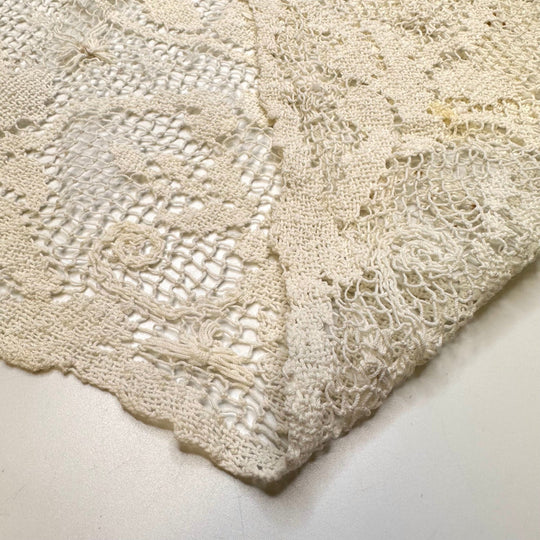 Multigenerational Meeting - Lace Cotton Blend Knit - Cream Floral - 1.25M Bundle - True Deadstock fabric Fabric by private - Sustainable Textile | FABCYCLE
