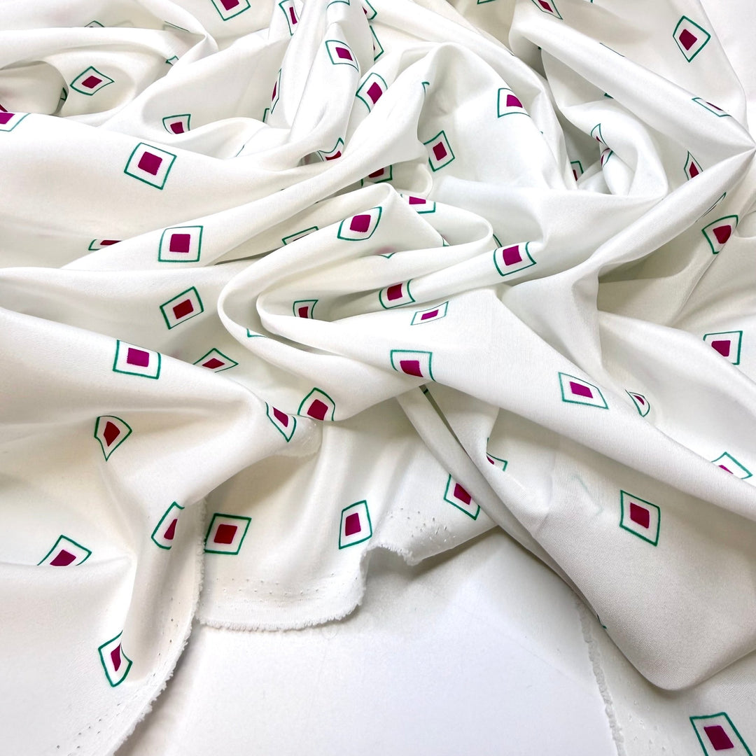 My Favourite Band Is Retro Now - Polyester Blend Woven - White Multi Geometric - 1.75M Bundle - True Deadstock fabric Fabric by private - Sustainable Textile | FABCYCLE