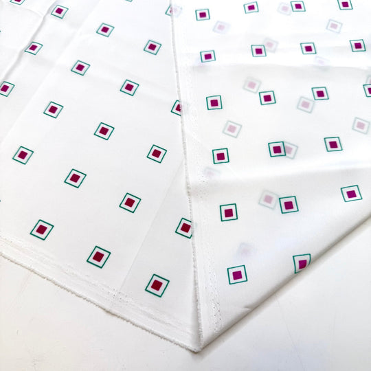 My Favourite Band Is Retro Now - Polyester Blend Woven - White Multi Geometric - 1.75M Bundle - True Deadstock fabric Fabric by private - Sustainable Textile | FABCYCLE