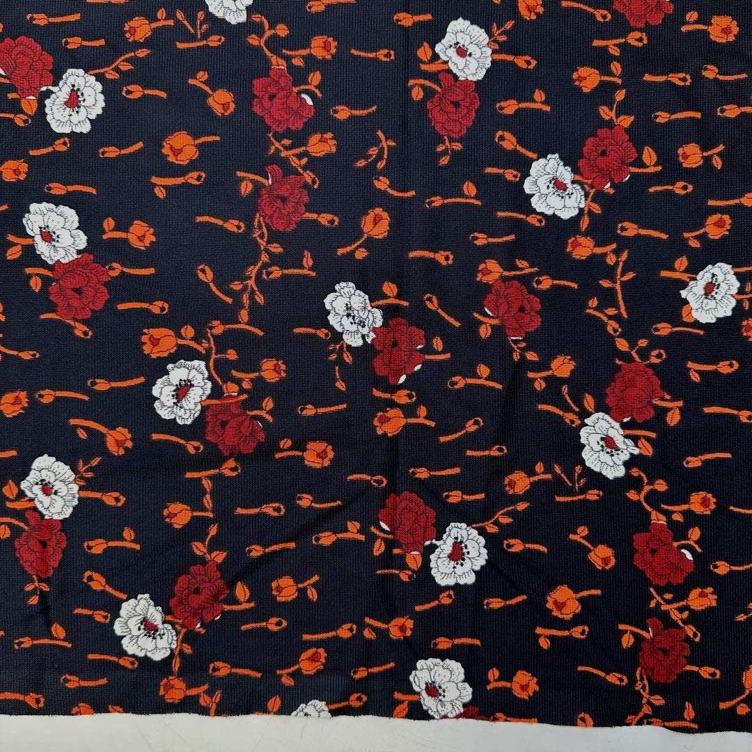 Nanaimo Bar - Polyester Blend Knit - Black Multi Floral - 2.6M Bundle - True Deadstock fabric Fabric by private - Sustainable Textile | FABCYCLE