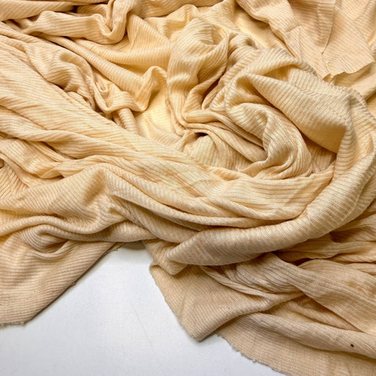 Napping In Fields Of Wildflowers - Rib Knit Modal/Silk Knit - Light Beige - 2.3M Bundle - True Deadstock fabric Fabric by private - Sustainable Textile | FABCYCLE