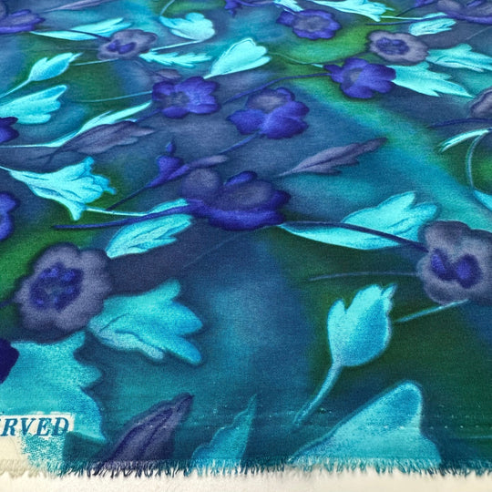 Natural Dyes - Poly Woven - Blue/Green Floral - 1.5M Bundle - True Deadstock fabric Fabric by private - Sustainable Textile | FABCYCLE