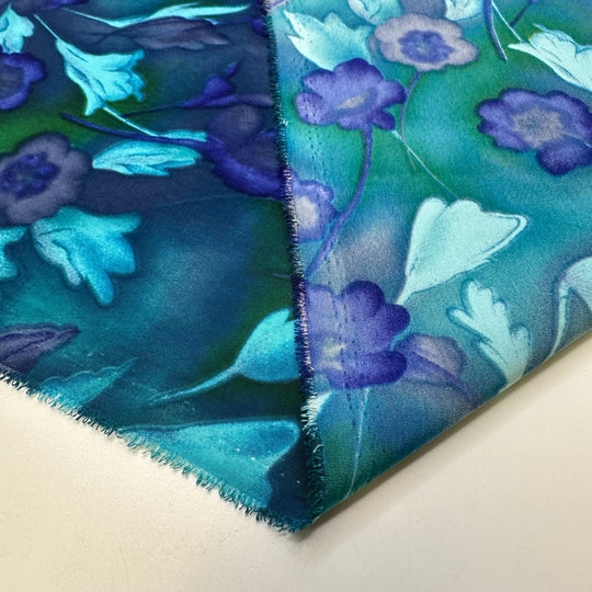 Natural Dyes - Poly Woven - Blue/Green Floral - 1.5M Bundle - True Deadstock fabric Fabric by private - Sustainable Textile | FABCYCLE