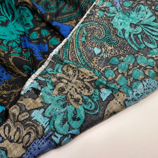 Need To Be Seen - Cotton Woven - Blue/Green Paisley - 1.45M Bundle - True Deadstock fabric Fabric by private - Sustainable Textile | FABCYCLE