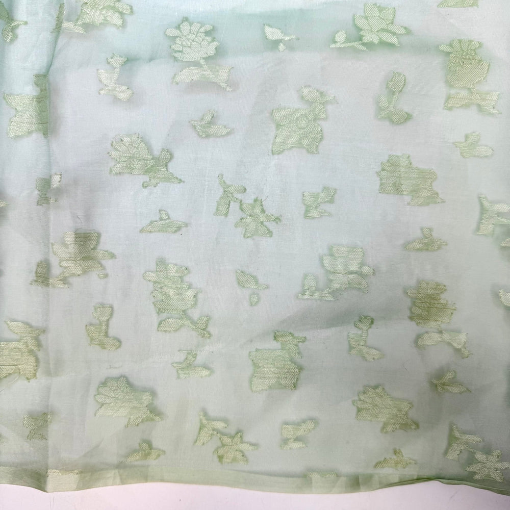 Nephrite Jade - Organza Silk Woven - Light Green Floral - 1M Bundle - True Deadstock fabric Fabric by private - Sustainable Textile | FABCYCLE