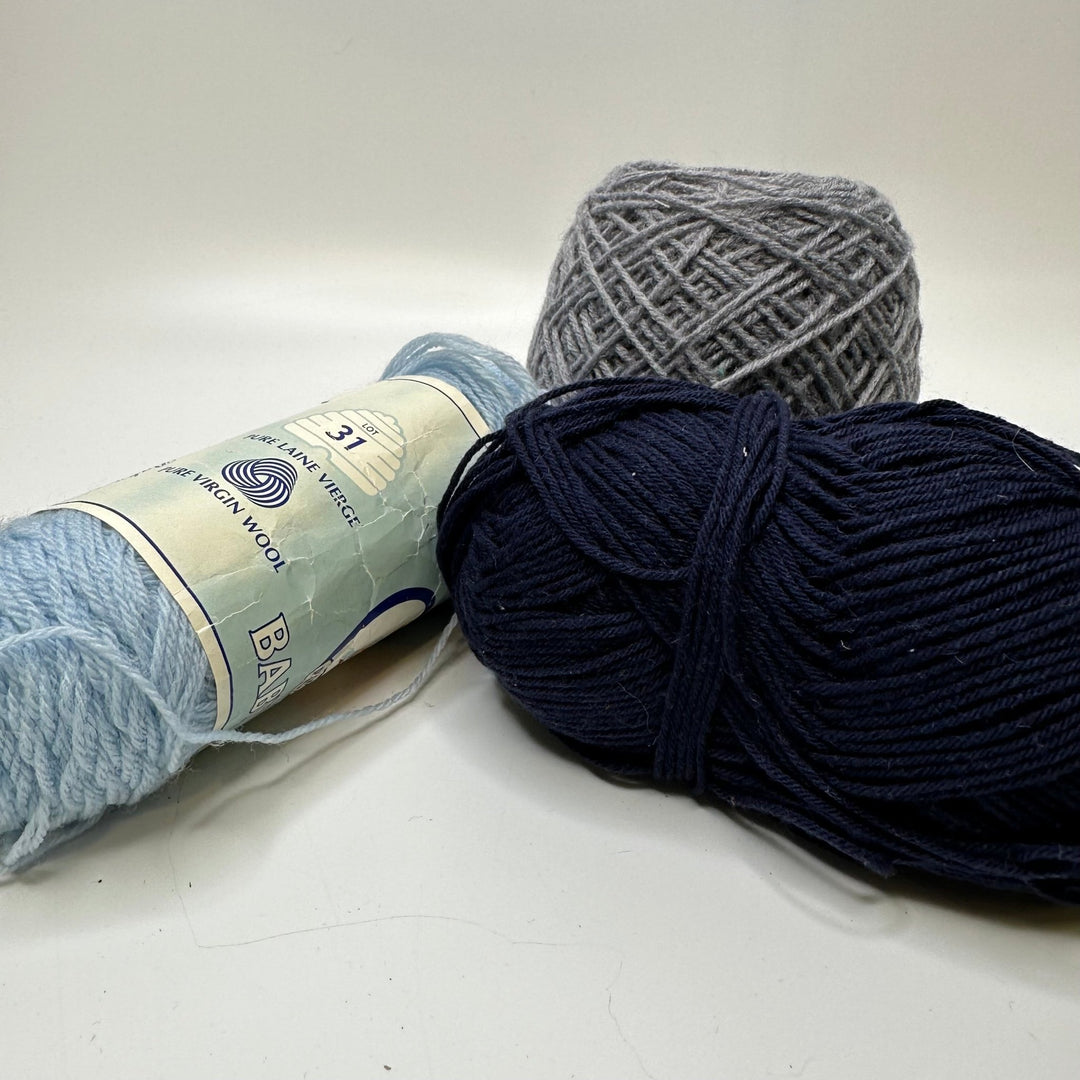 Neutral Blue Pack Yarn - Navy Blue Grey - 3 Pack - True Deadstock supplies Fabric by private - Sustainable Textile | FABCYCLE