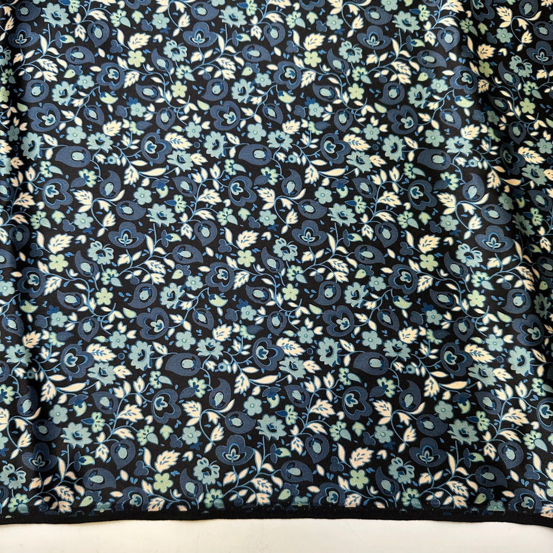 Never Be Blue Over You - Satin Silk Woven - Blue/Navy Floral - 3.95M Bundle - True Deadstock fabric Fabric by private - Sustainable Textile | FABCYCLE