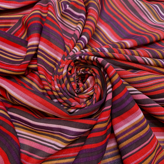 New Brunswick - Polyester Blend Woven - Dark Red/Purple Stripes - 2.2M Bundle - True Deadstock fabric Fabric by private - Sustainable Textile | FABCYCLE
