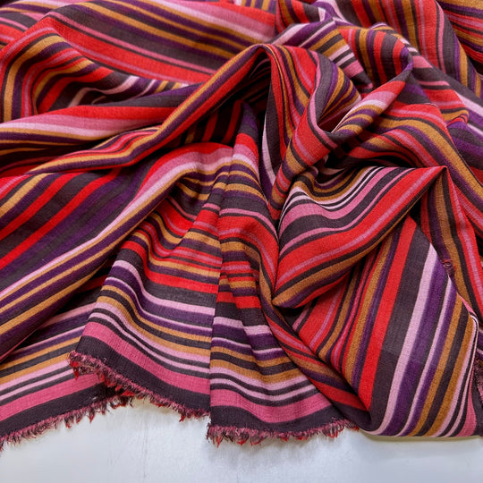 New Brunswick - Polyester Blend Woven - Dark Red/Purple Stripes - 2.2M Bundle - True Deadstock fabric Fabric by private - Sustainable Textile | FABCYCLE
