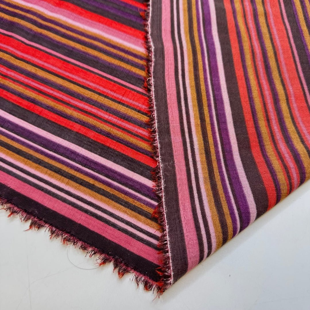 New Brunswick - Polyester Blend Woven - Dark Red/Purple Stripes - 2.2M Bundle - True Deadstock fabric Fabric by private - Sustainable Textile | FABCYCLE
