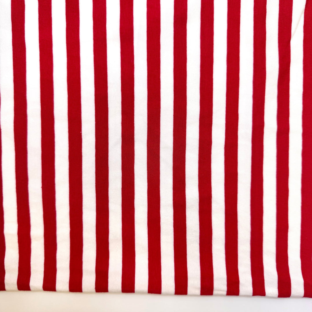 New DNA Technology - Jersey Cotton/Spandex Knit - Red/White Stripes - 1.5M Bundle - True Deadstock fabric Fabric by private - Sustainable Textile | FABCYCLE