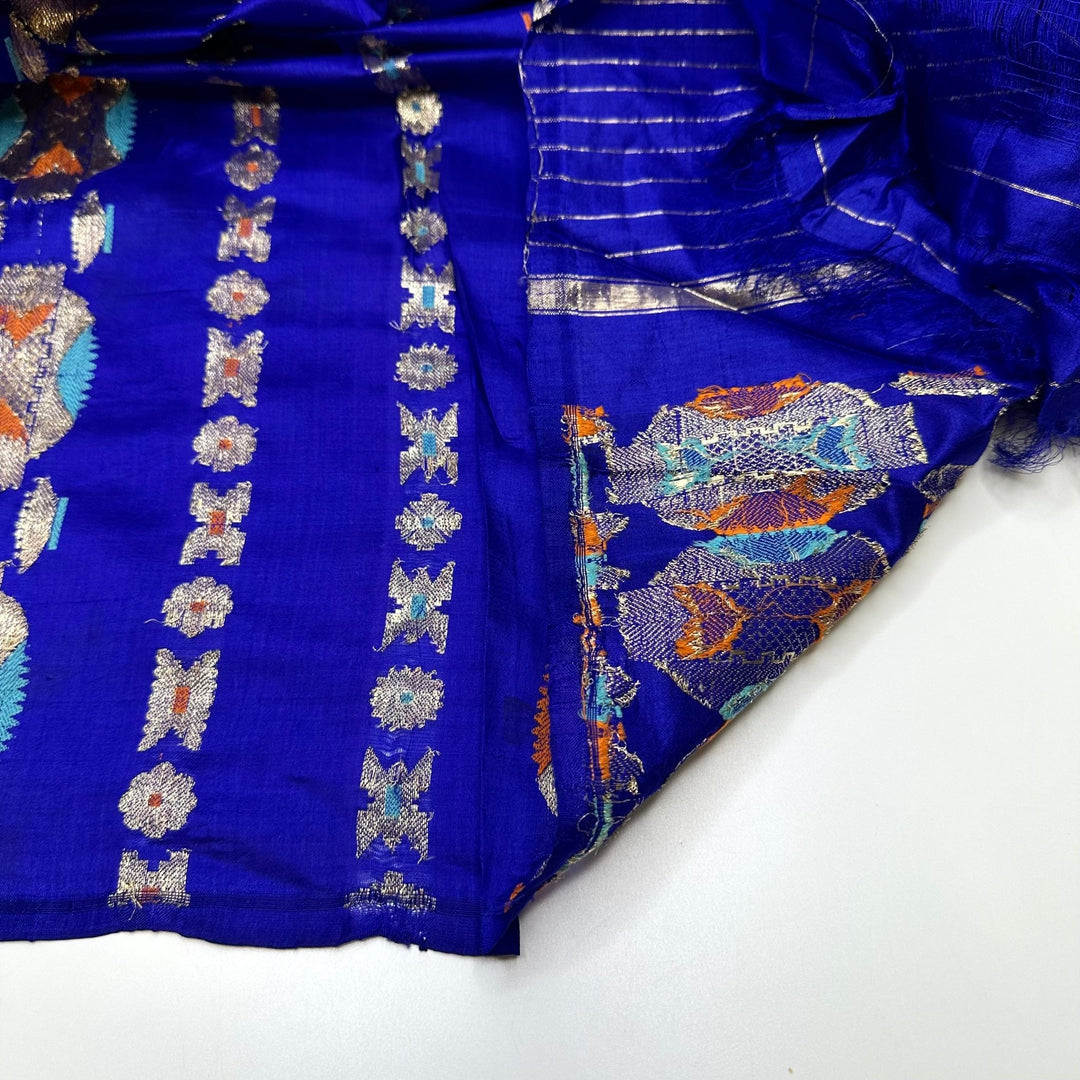 New Era - Embroidered Satin Silk Blend Woven - Blue Multi Geometric - 4.3M Bundle - True Deadstock fabric Fabric by private - Sustainable Textile | FABCYCLE