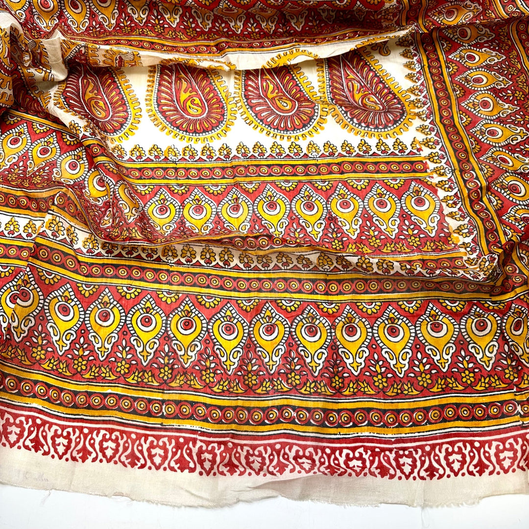 New Gratitude Meditation - Chiffon Silk Blend Woven - Red Multi Paisley - 4.6M Bundle - True Deadstock fabric Fabric by private - Sustainable Textile | FABCYCLE