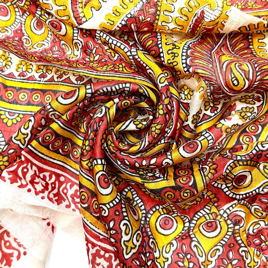 New Gratitude Meditation - Chiffon Silk Blend Woven - Red Multi Paisley - 4.6M Bundle - True Deadstock fabric Fabric by private - Sustainable Textile | FABCYCLE