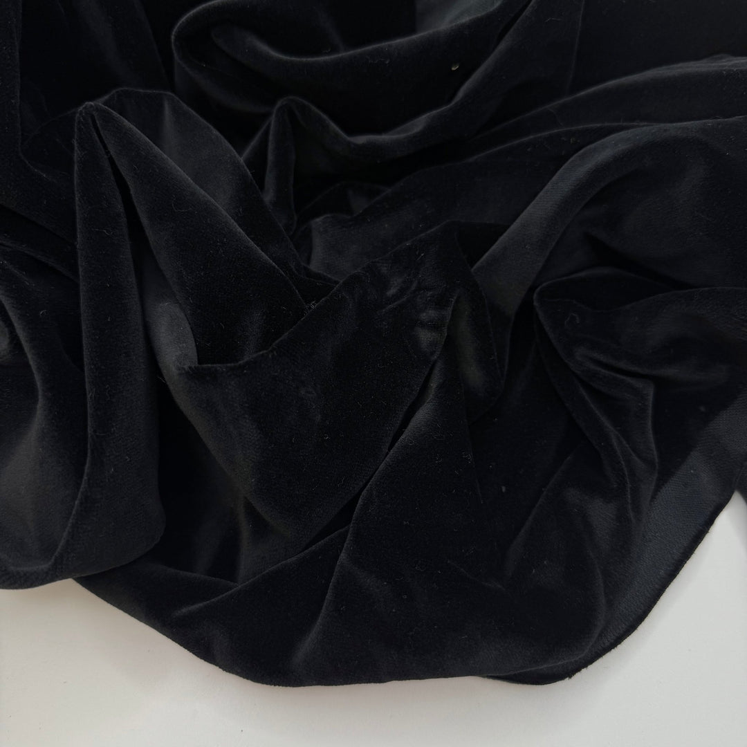New Moon Eclipse - Velvet Cotton Woven - Black - 0.9M Bundle - True Deadstock fabric Fabric by private - Sustainable Textile | FABCYCLE
