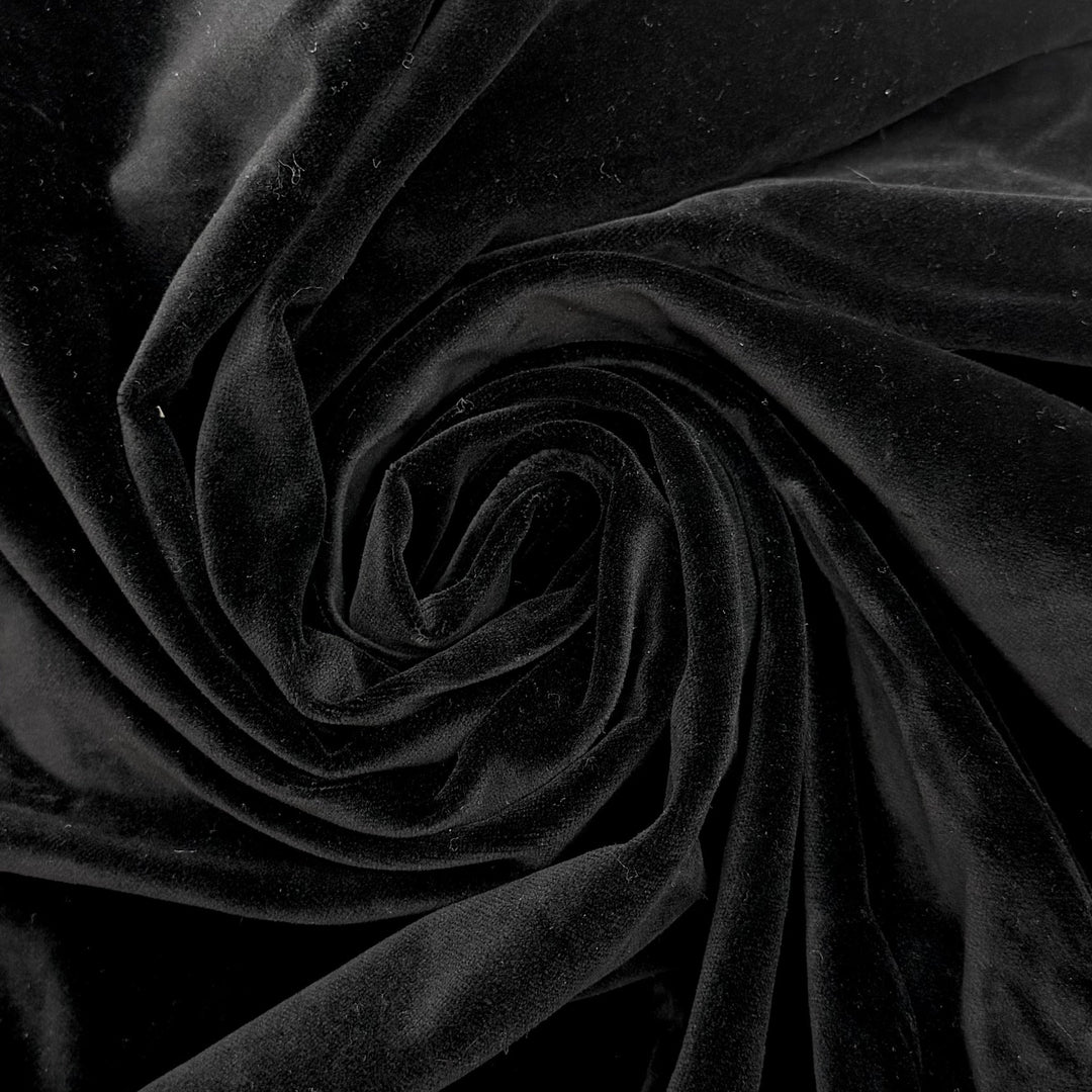 New Moon Eclipse - Velvet Cotton Woven - Black - 0.9M Bundle - True Deadstock fabric Fabric by private - Sustainable Textile | FABCYCLE