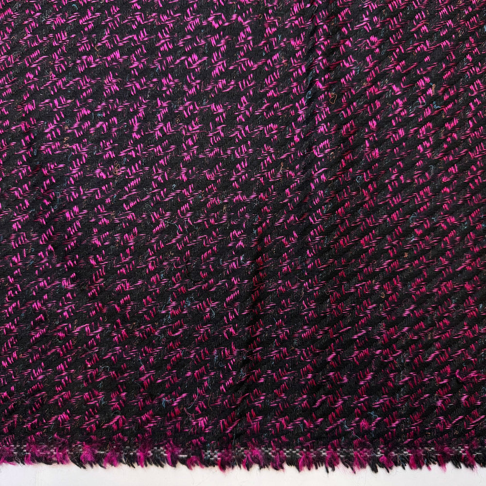 New Way Of Thinking - Vintage Herringbone Wool/Acrylic Woven - Black/Pink - 2M Bundle - True Deadstock fabric Fabric by private - Sustainable Textile | FABCYCLE