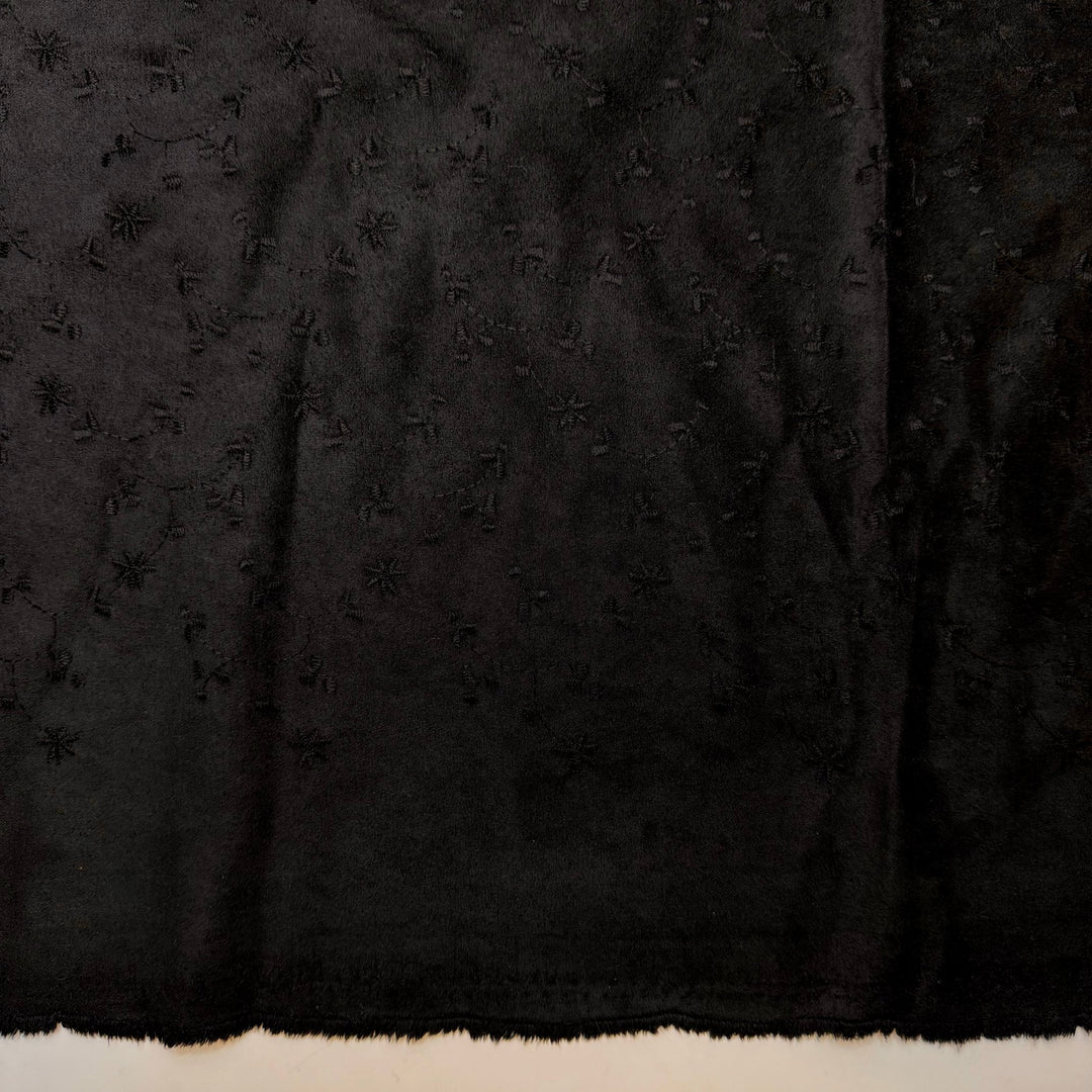New Year New Moon - Embroidered Polyester Blend Woven - Black Floral - 1.5M Bundle - True Deadstock fabric Fabric by private - Sustainable Textile | FABCYCLE