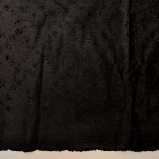 New Year New Moon - Embroidered Polyester Blend Woven - Black Floral - 1.5M Bundle - True Deadstock fabric Fabric by private - Sustainable Textile | FABCYCLE