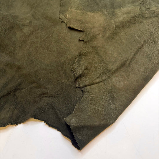 New Year New Shoes - Suede Leather Leather Woven - Dark Green - 0.6M Bundle - True Deadstock fabric Fabric by private - Sustainable Textile | FABCYCLE
