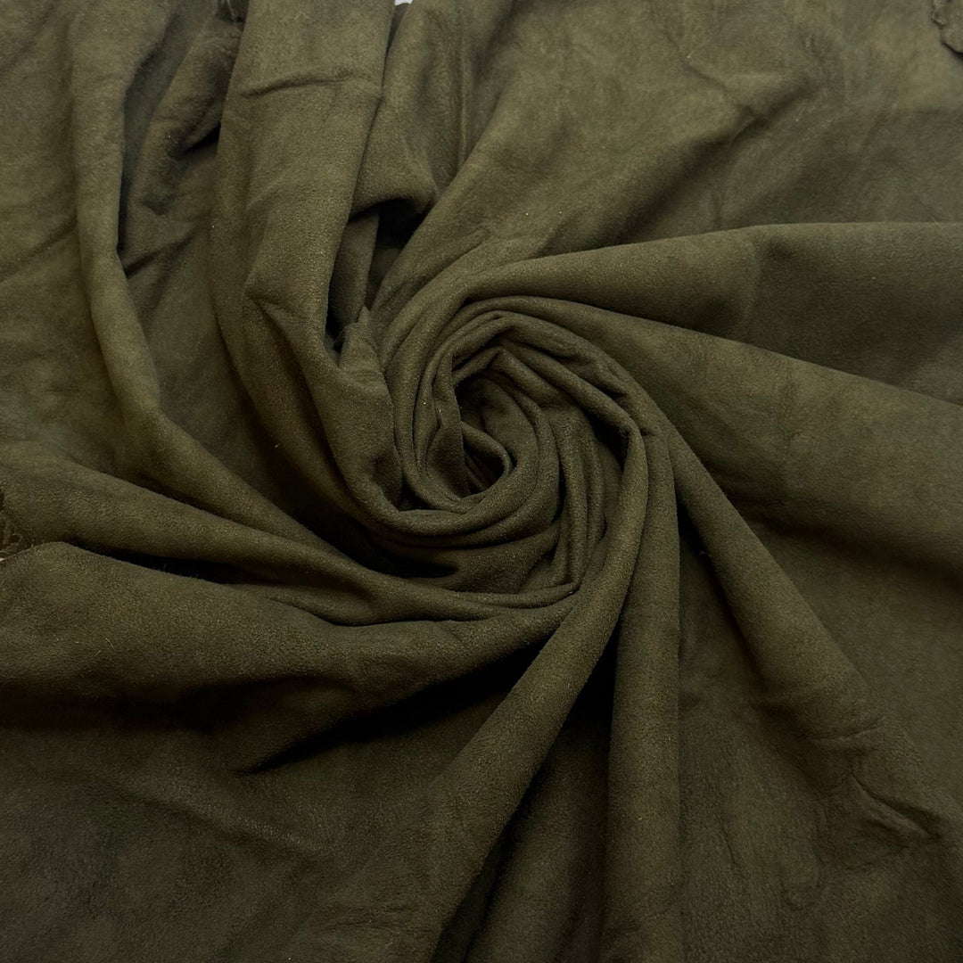 New Year New Shoes - Suede Leather Leather Woven - Dark Green - 0.6M Bundle - True Deadstock fabric Fabric by private - Sustainable Textile | FABCYCLE