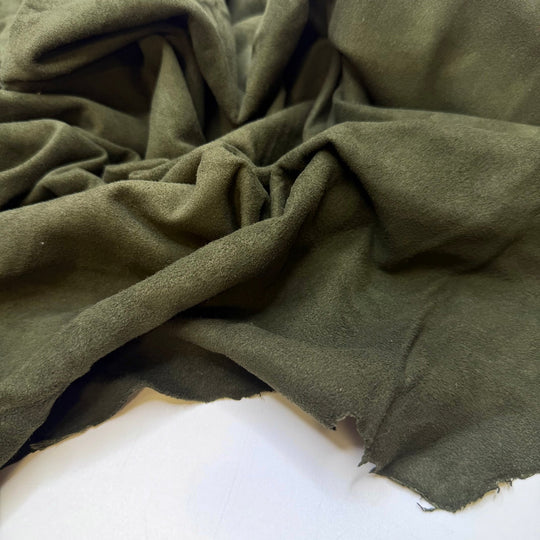 New Year New Shoes - Suede Leather Leather Woven - Dark Green - 0.6M Bundle - True Deadstock fabric Fabric by private - Sustainable Textile | FABCYCLE