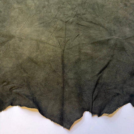 New Year New Shoes - Suede Leather Leather Woven - Dark Green - 0.6M Bundle - True Deadstock fabric Fabric by private - Sustainable Textile | FABCYCLE