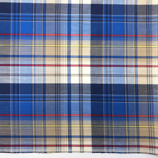 Nice Guy - Vintage Polyester Blend Woven - Blue Multi Plaid - 2.8M Bundle - True Deadstock fabric Fabric by private - Sustainable Textile | FABCYCLE