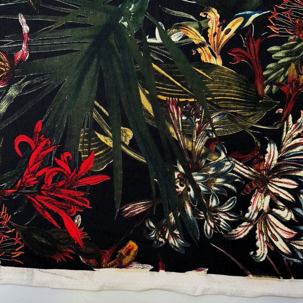 Night After The Solstice - Jersey Polyester Blend Knit - Black Multi Floral - 0.8M Bundle - True Deadstock fabric Fabric by private - Sustainable Textile | FABCYCLE
