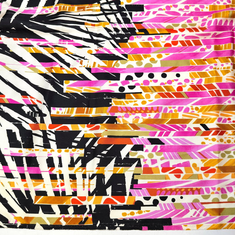 Night On The Town - Satin Silk Woven - Cream/Pink Abstract - 1.85M Bundle - True Deadstock fabric Fabric by private - Sustainable Textile | FABCYCLE