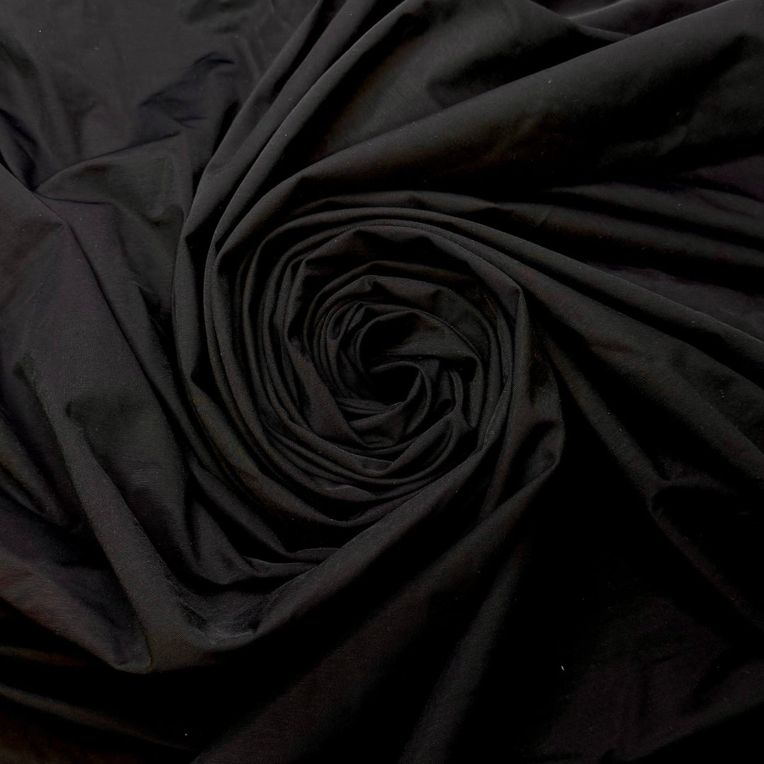Night Turns To Day - Water Resistant Tricot Spandex/Recycled Nylon Knit - Black - 2.4M Bundle - True Deadstock fabric Fabric by private - Sustainable Textile | FABCYCLE