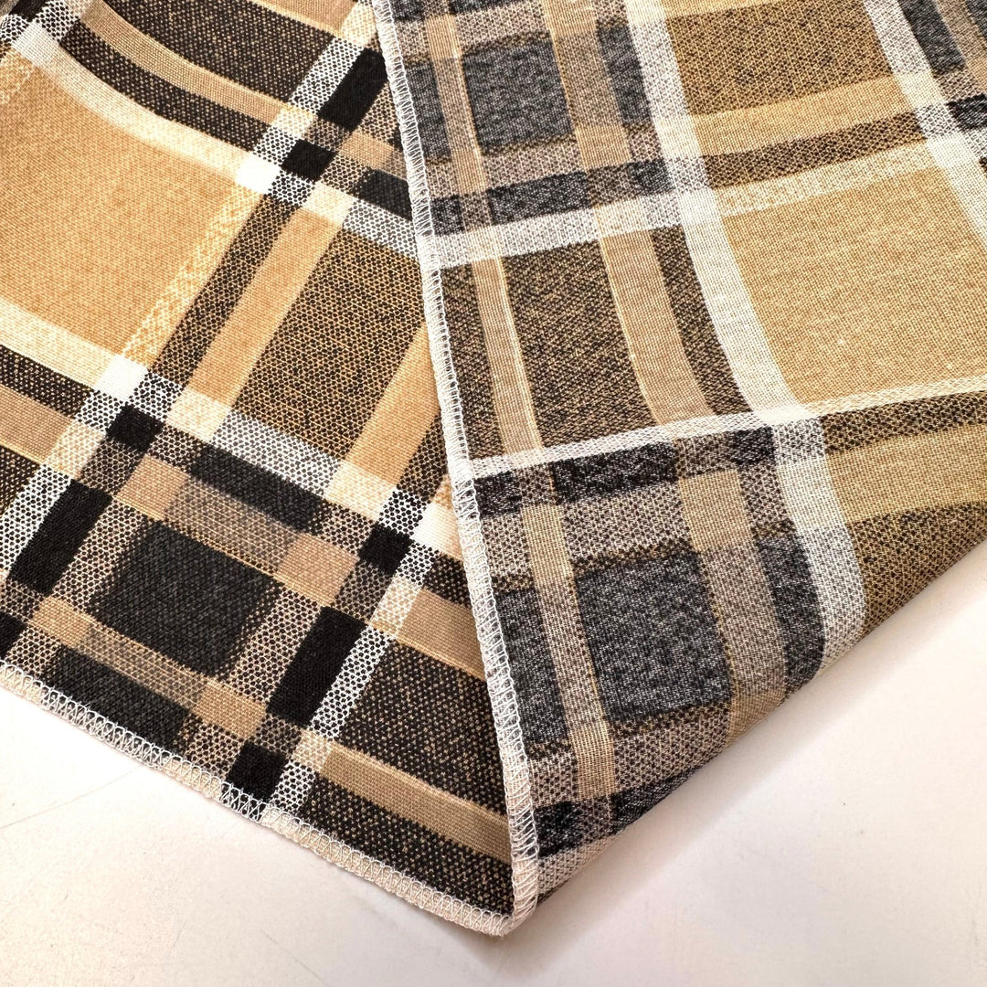 Nita Vacation - Polyester Blend Woven - Light Beige/Grey Plaid - 1.75M Bundle - True Deadstock fabric Fabric by private - Sustainable Textile | FABCYCLE