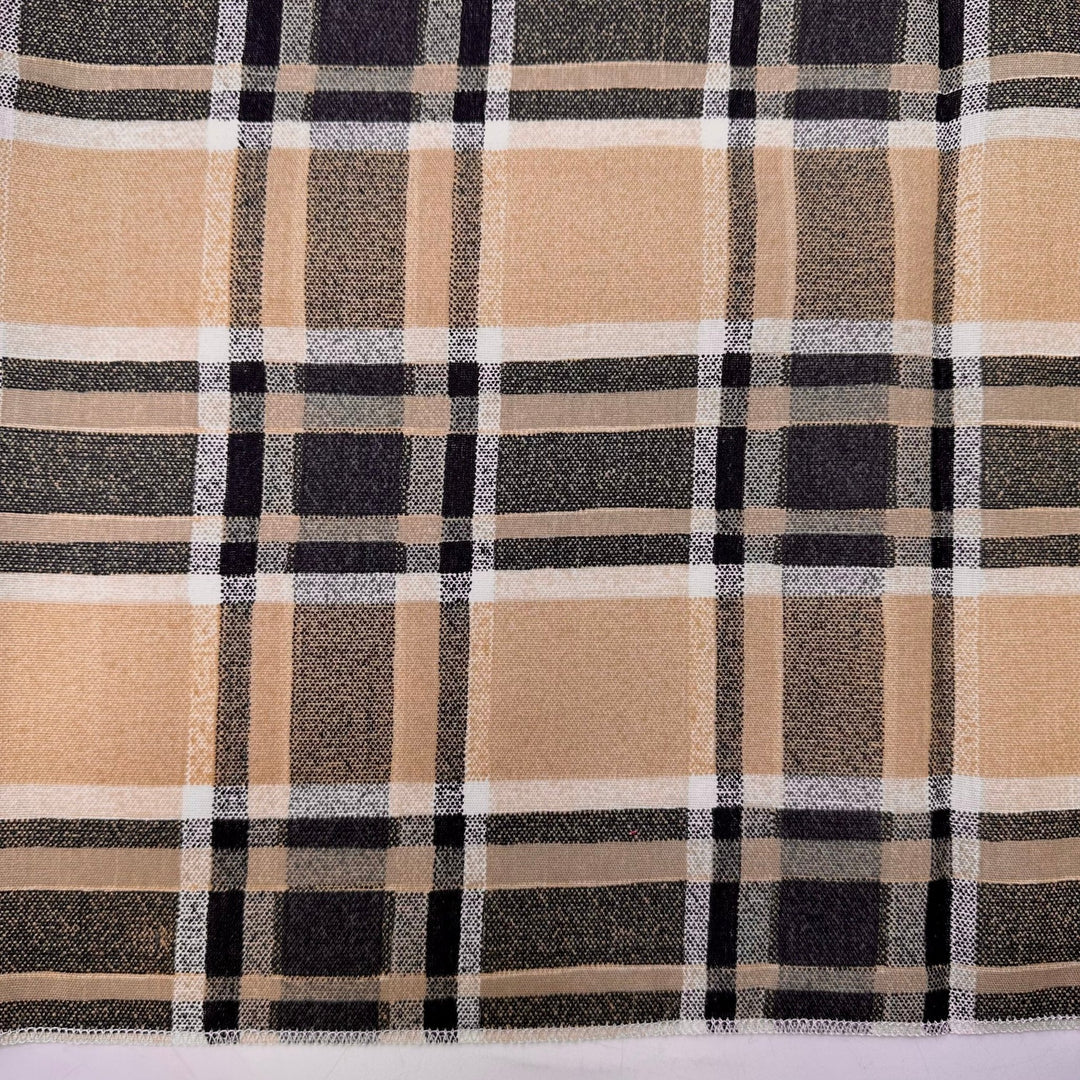 Nita Vacation - Polyester Blend Woven - Light Beige/Grey Plaid - 1.75M Bundle - True Deadstock fabric Fabric by private - Sustainable Textile | FABCYCLE
