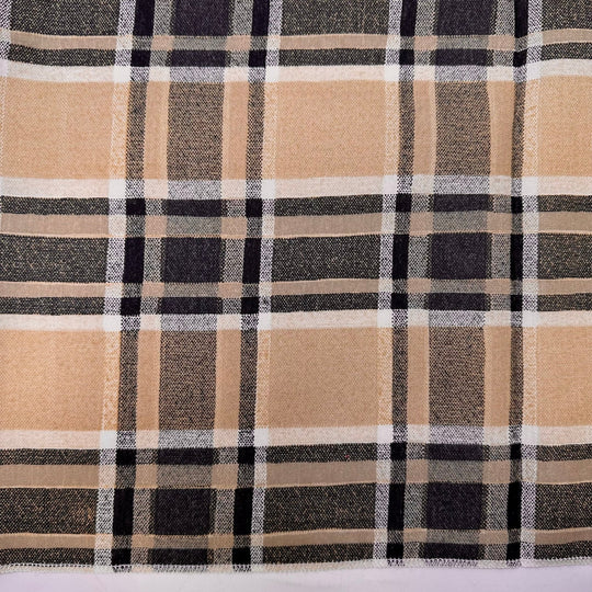 Nita Vacation - Polyester Blend Woven - Light Beige/Grey Plaid - 1.75M Bundle - True Deadstock fabric Fabric by private - Sustainable Textile | FABCYCLE