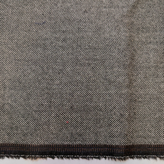 No Phone Conversation - Basket Weave Wool Woven - Black/White - 2.15M Bundle - True Deadstock fabric Fabric by private - Sustainable Textile | FABCYCLE