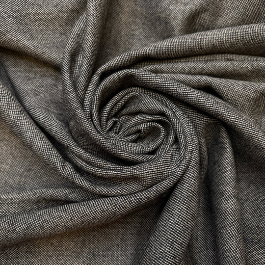 No Phone Conversation - Basket Weave Wool Woven - Black/White - 2.15M Bundle - True Deadstock fabric Fabric by private - Sustainable Textile | FABCYCLE