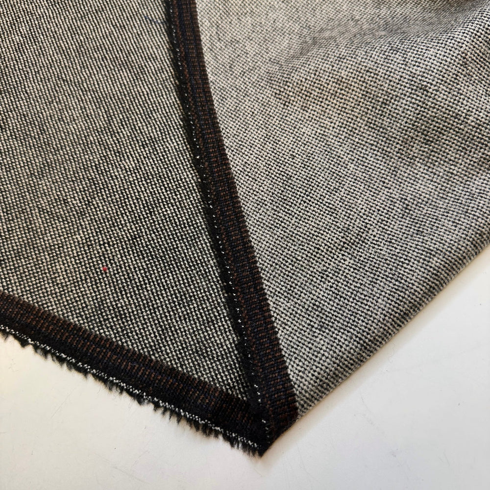 No Phone Conversation - Basket Weave Wool Woven - Black/White - 2.15M Bundle - True Deadstock fabric Fabric by private - Sustainable Textile | FABCYCLE