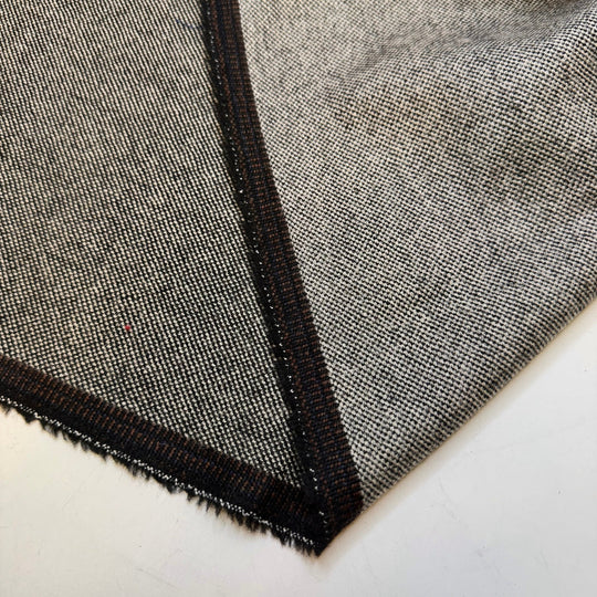 No Phone Conversation - Basket Weave Wool Woven - Black/White - 2.15M Bundle - True Deadstock fabric Fabric by private - Sustainable Textile | FABCYCLE